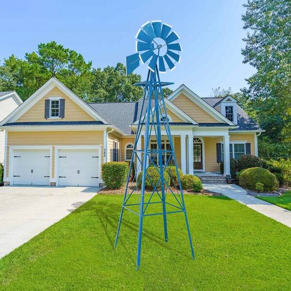 8ft Weather Resistant Yard Garden Windmill Blue Overstock 33220135