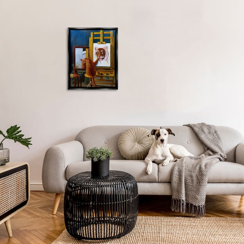 Stupell Cat Confidence Self Portrait as a Tiger Funny Painting Floater Frame - Multi-Color