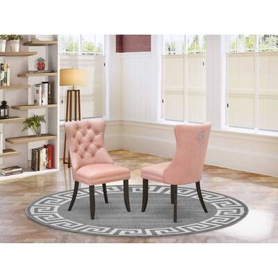 Parson Dining Chairs Set of 2 - Upholstered Kitchen Chairs with Nailhead Trim - Beige Red Faux Leather