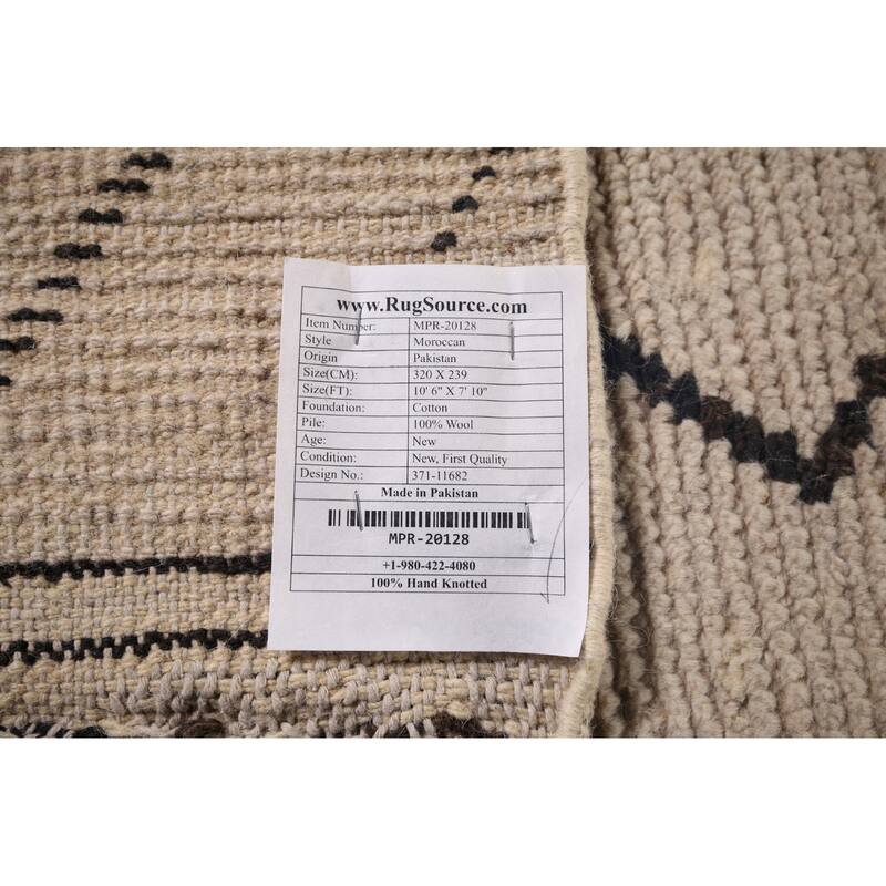 Earth Tone Moroccan Modern Area Rug Handmade Wool Carpet - 7'10"x 10'6"