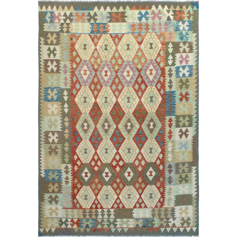 Flatweave Omer Rust/Brown Rug - 6'6" x 9'10"