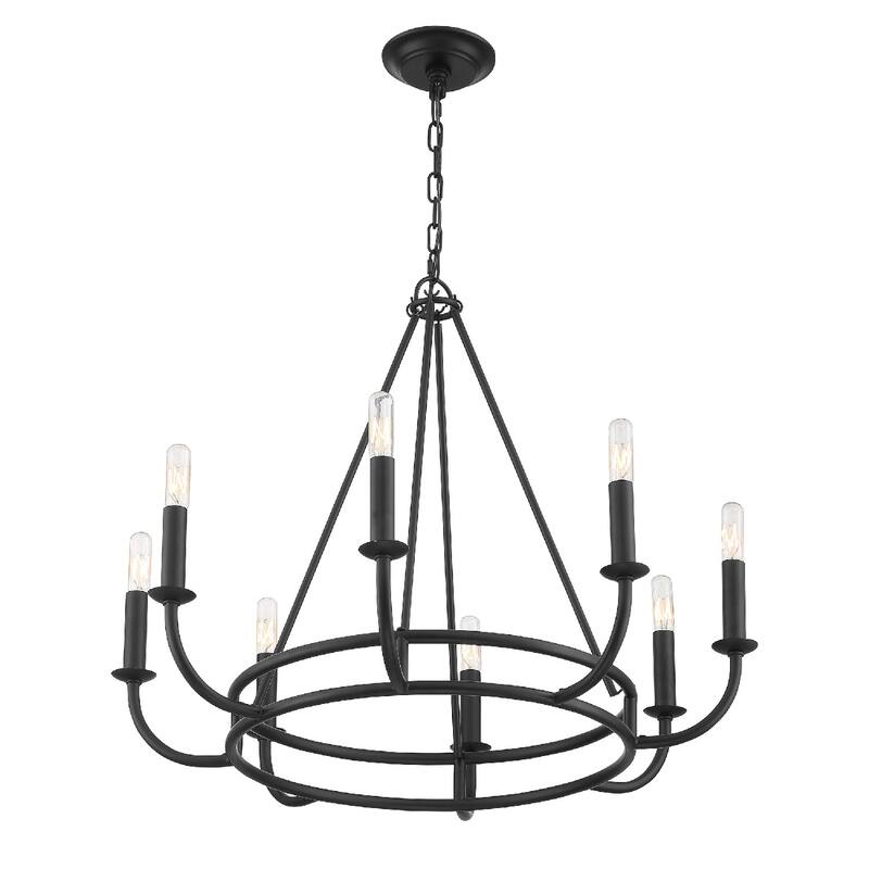 Bailey 8 Light Matte Black Chandelier - 28'' W x 22'' H