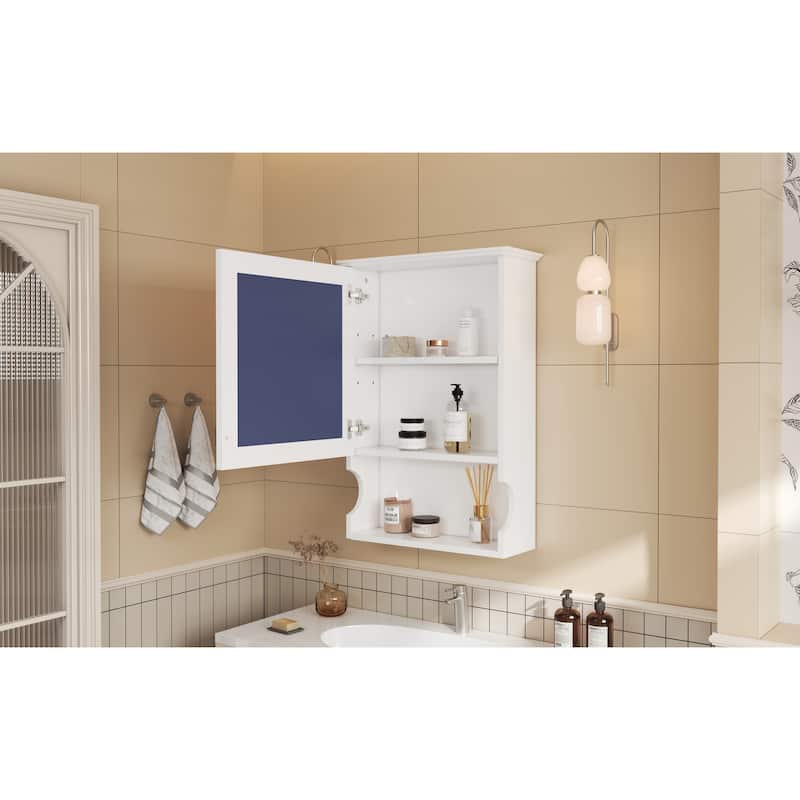 Medicine Cabinet with Mirror Door, Wall Mounted Home Storage Cabinet, Bathroom Wall Cabinet with Adjustable Shelves