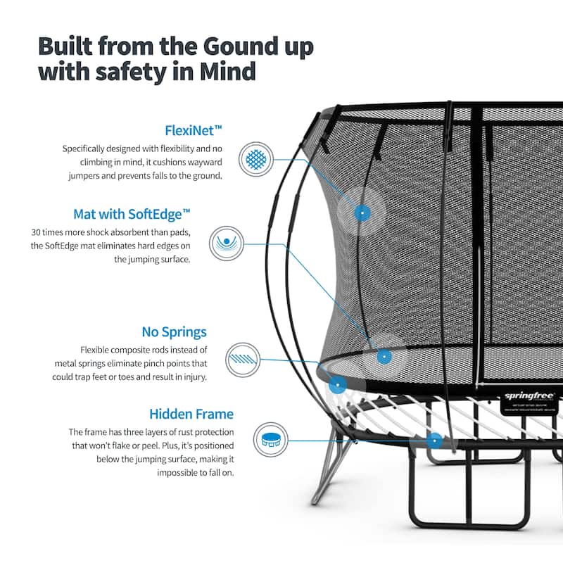Springfree Trampoline 12'x19' Jumbo Oval Trampoline with 22'x29' Space Required - 323
