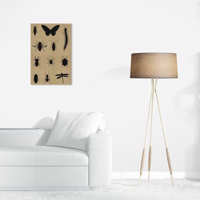 Wynwood Studio Canvas Animals Burlap Creepy Crawlies Black and Beige Farmhouse Wall Art Canvas Print