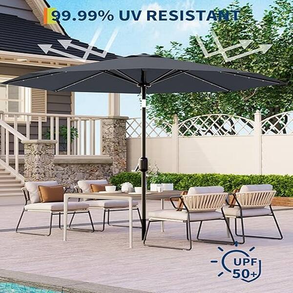 9 ft gray patio umbrella PatioKingdom 9FT Outdoor Umbrella, Autotilt Available in a variety of colors LIVOOSUN 9Ft Large Round Outdoor