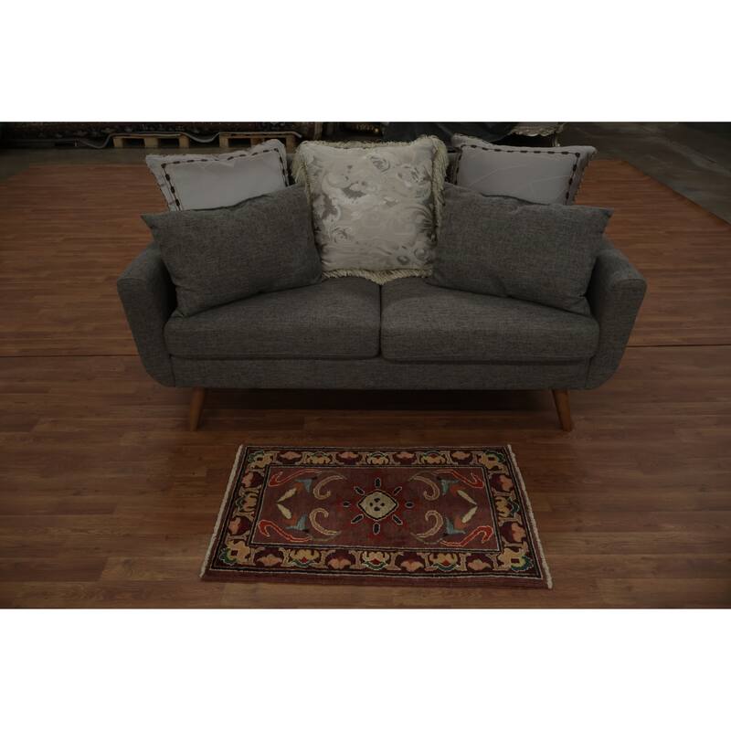 Hand Knotted Oriental 100% Wool Carpet Traditional Geometric Brown Peshawar Area Rug - 3' 1'' X 2' 0''