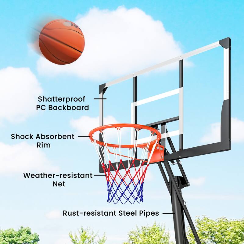 Soozier Basketball Hoop Outdoor Portable, 8-10ft Adjustable Basketball Goal