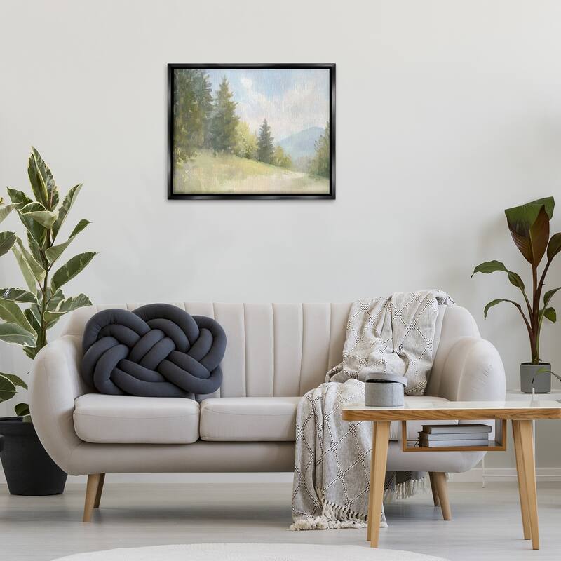 Stupell Meadow Of Green Landscape Framed Floater Canvas Wall Art Design By Petal Prints Design