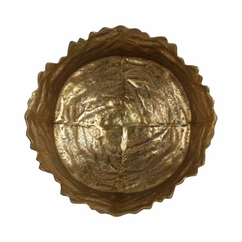 Round Metal Textured Decorative Bowl for Home Decor - 17", Gold - 17.0"