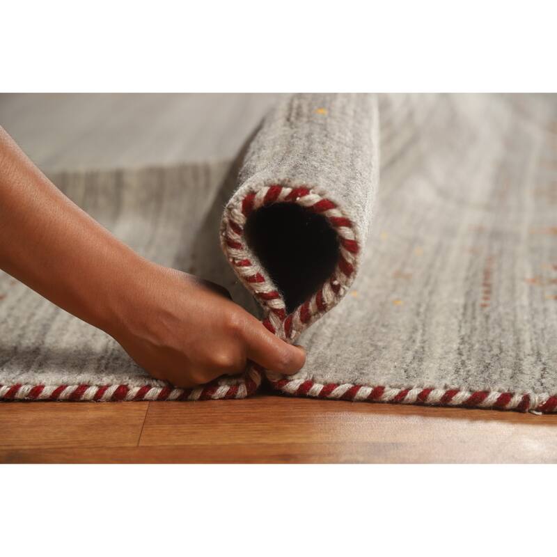 Hand Knotted Oriental 100% Wool Carpet Tribal Animal Pictorial Greys & Charcoal Gabbeh Area Rug - 9' 10'' X 8' 0''