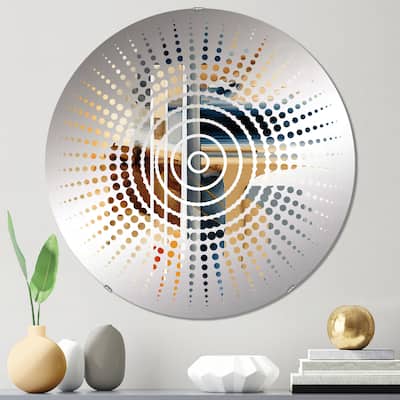 Designart "Modern Blue And Gold Abstract II" - Modern Abstract Sun Circles Wall Mirror