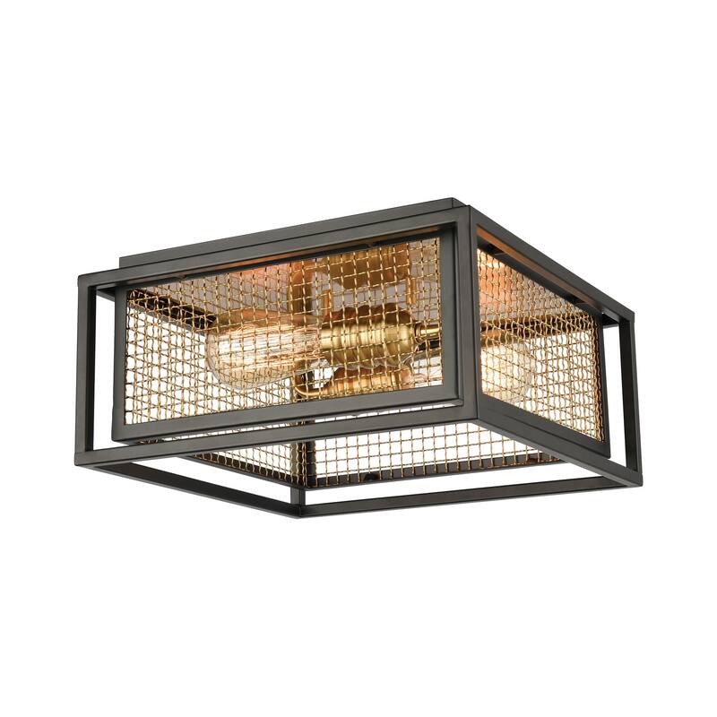 Elk Home Jarvis Black With Metal Shade 2 Light Flush Mount