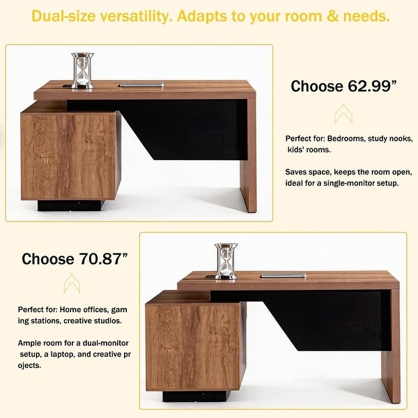 62.99/70.87inch Modern Width Adjustable Executive Desk with