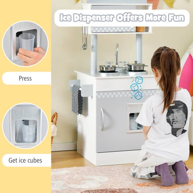 Chef Pretend Kitchen Playset with Cooking Oven and Sink for Toddlers - 17.5" x 15.5" x 36.5"(L x W x H)