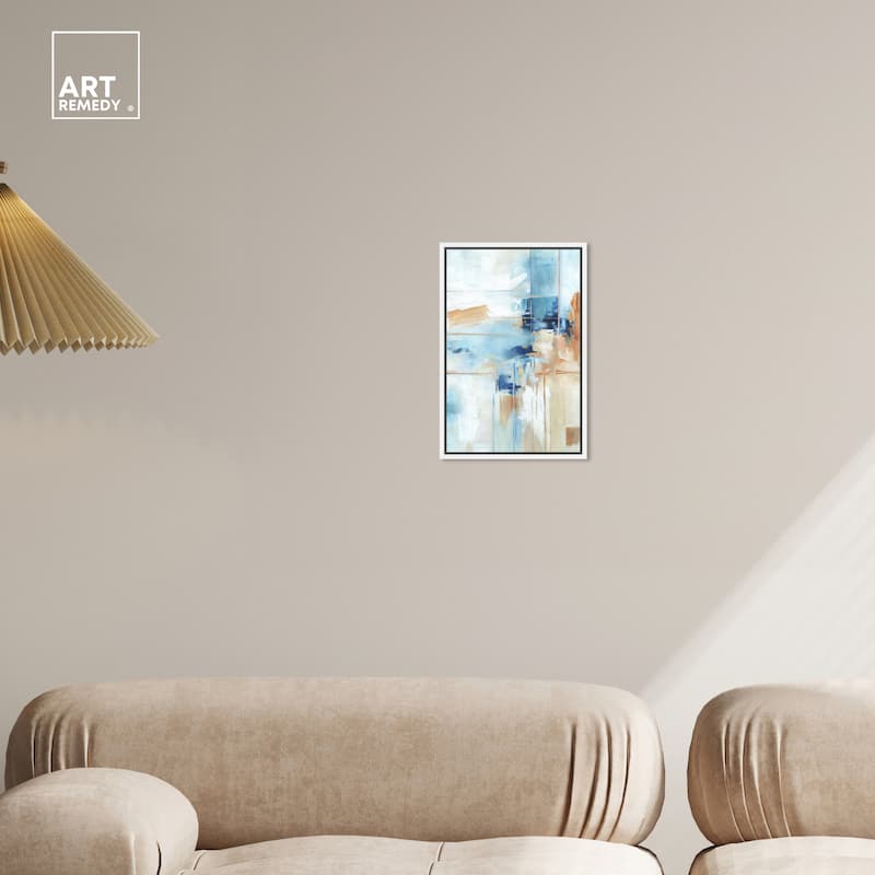 Art Remedy House Of Lines I Framed Blue Abstract 1 Piece Canvas Wall Art