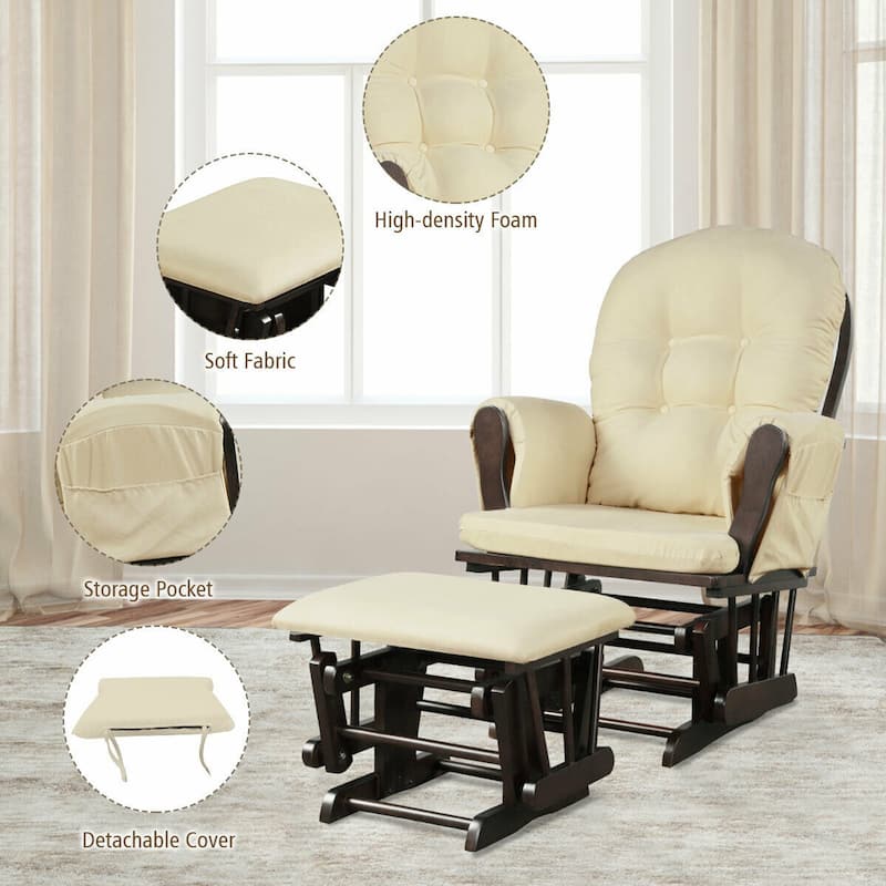 Gymax Baby Nursery Relax Rocker Rocking Chair Glider & Ottoman Set w/