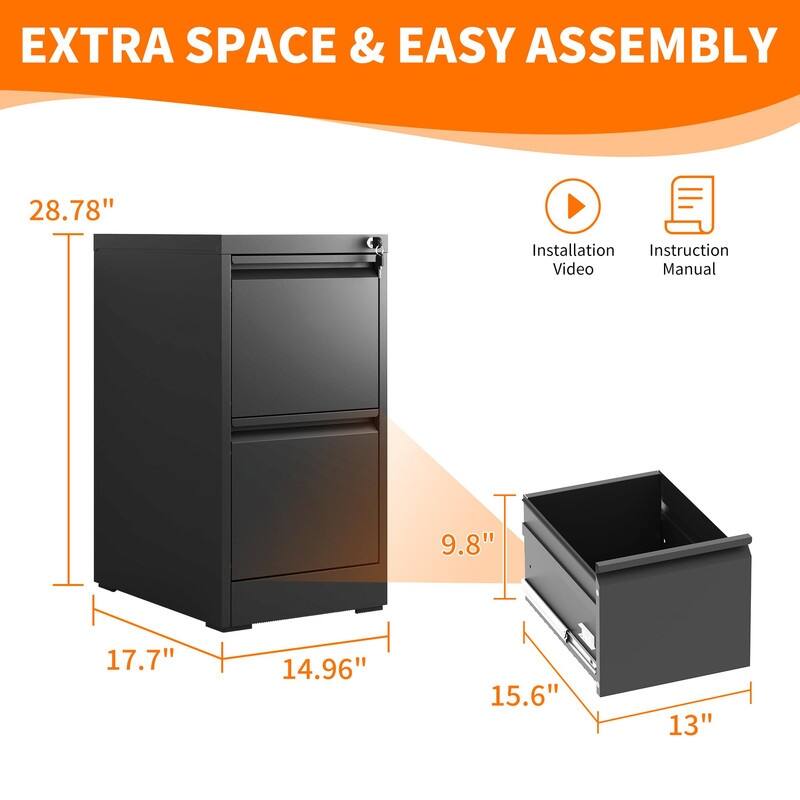 Metal File Cabinet with Drawer Heavy Duty Home Office Steel