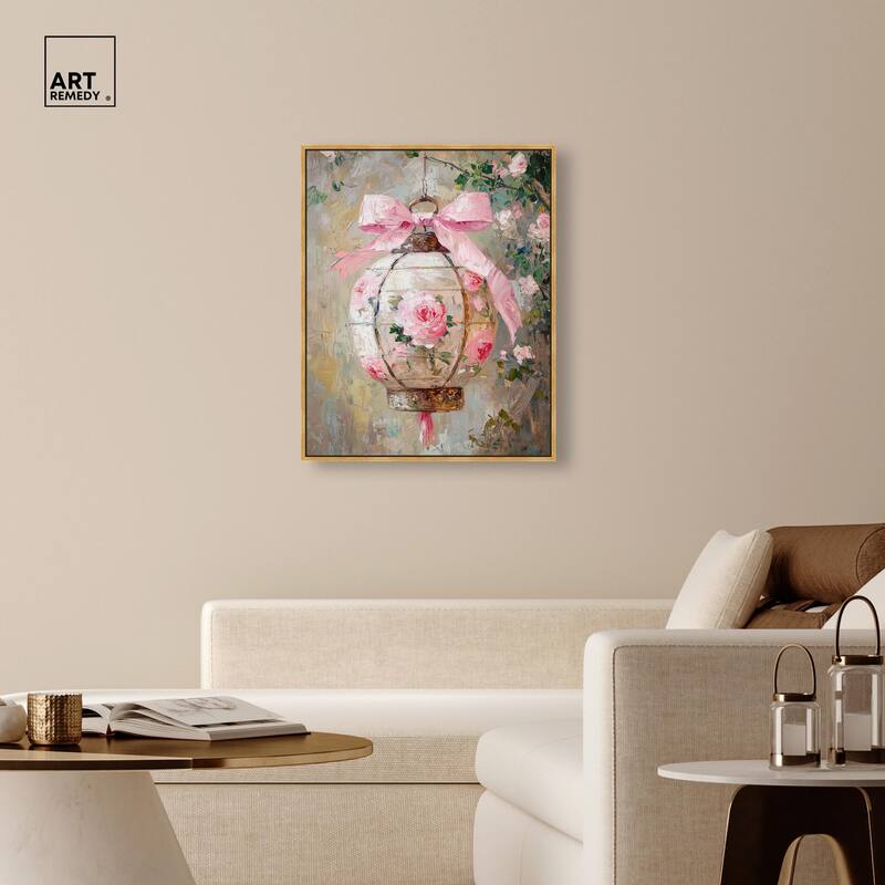 Rose Garden Lantern Canvas by Art Remedy