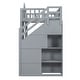preview thumbnail 15 of 27, Twin Bunk Bed with Convertible Desk and Playhouse Design, Grey