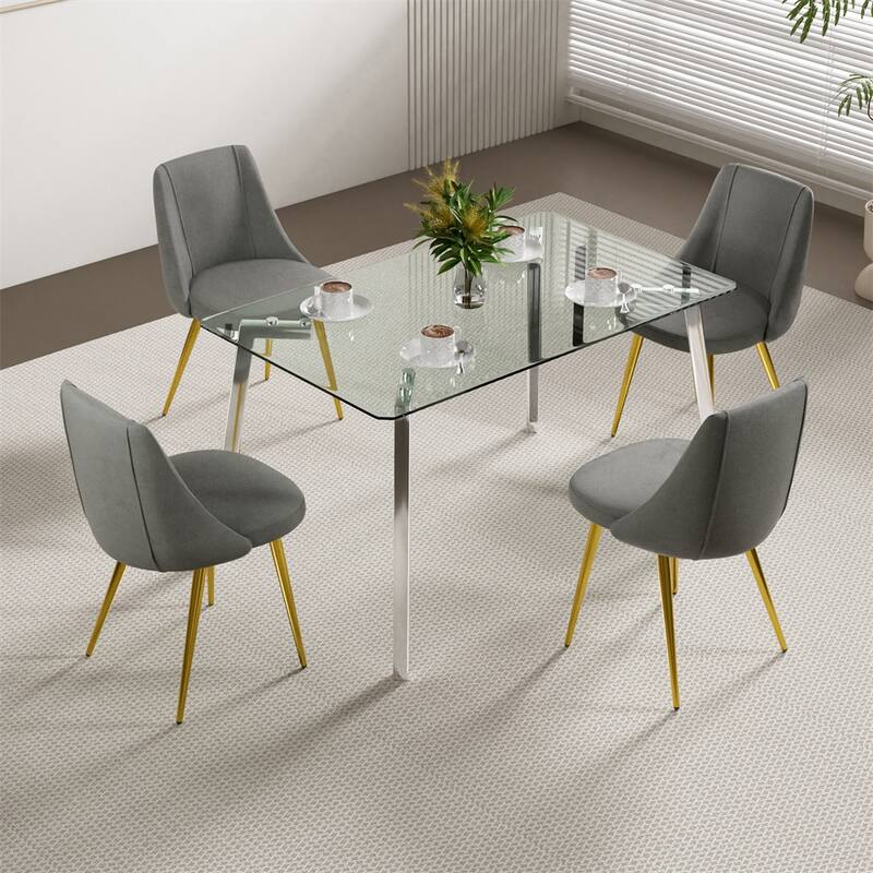 Modern Light Luxury Velvet Dining Chair with Metal Legs(Set of 4)