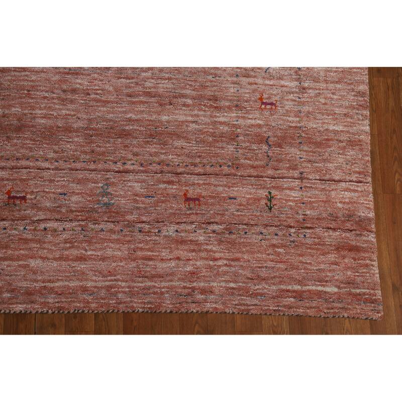 Hand Knotted Oriental 100% Wool Carpet Tribal Animal Pictorial Oranges & Rust Gabbeh Area Rug - 11' 3'' X 9' 0''