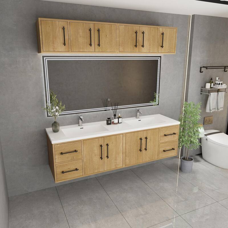 Victoria 72'' Double Sink Wall-Mounted Vanity Set with Motion Sensor LED light Top Cabinet