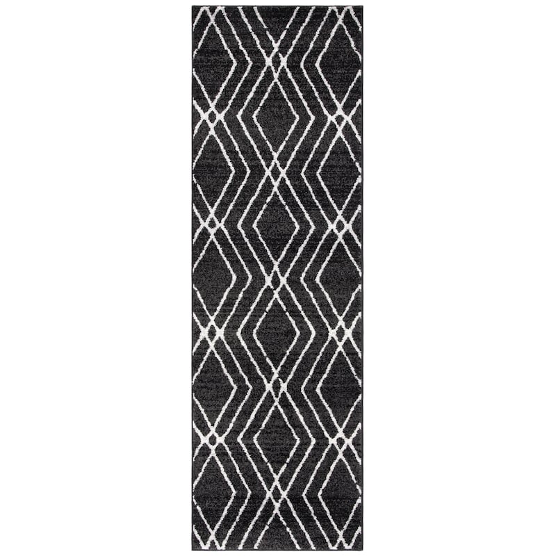 SAFAVIEH Adirondack Konstantin Modern Geometric Rug - 2'6" x 8' Runner - Black/Light Grey