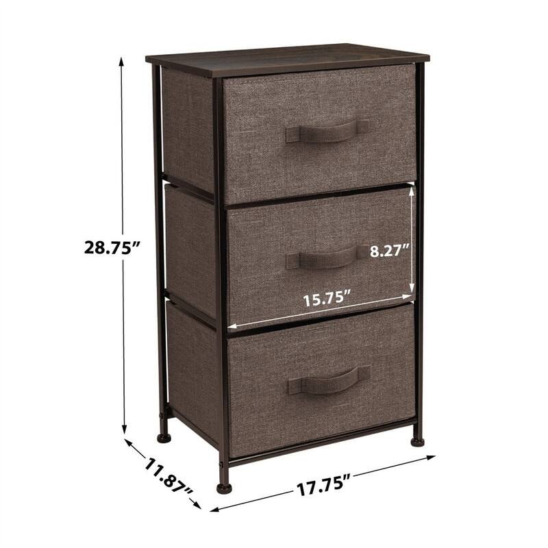 Bedside Furniture & Night Stand End Table Dresser with Steel Frame