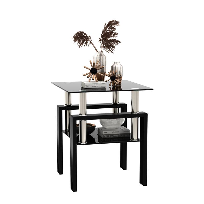 1-Piece Modern Tempered Glass Tea Table Coffee Table End Table