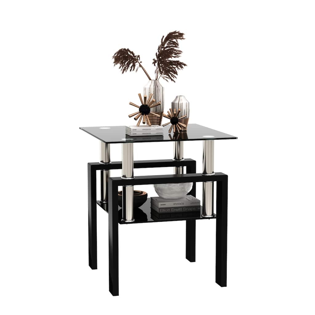 1-Piece Modern Tempered Glass Tea Table Coffee Table End Table