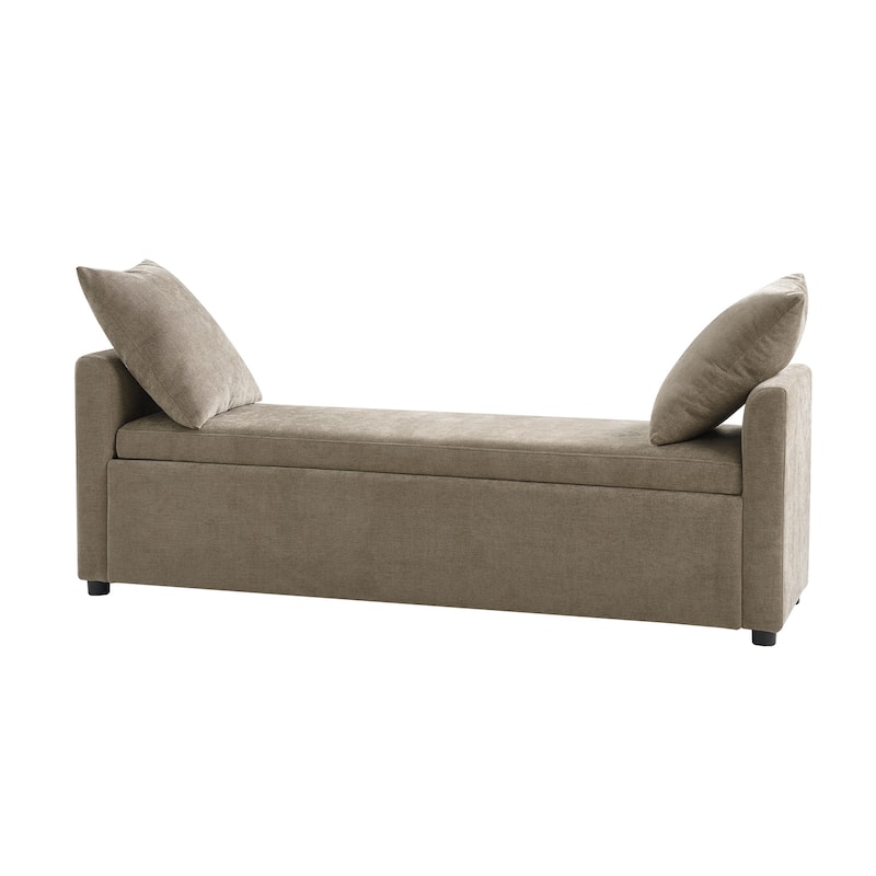 Franco Modern Upholstered Storage Bench with Two Throw Pillows