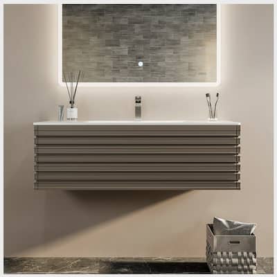 Eviva Dream 42 Smog Grey Wall Mount Vanity with Solid Surface Integrated Sink