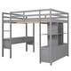preview thumbnail 11 of 16, Full Loft Bed with Desk, Storage Shelves, and Drawers, Grey