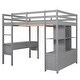 preview thumbnail 11 of 16, Gray Full Size Pine Loft Bed with Built-in Desk & Drawers