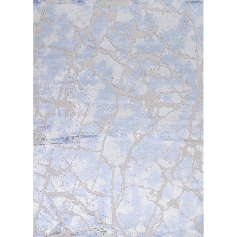 Turkish Oriental Abstract Transitional Rug Contemporary Carpet - 9'2" x 12'6" - Blue