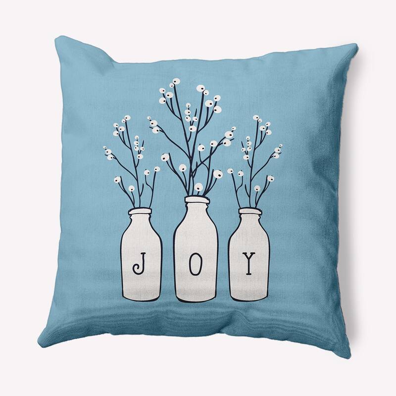 Joy Christmas Soft Spun Polyester Decorative Throw Pillow - 16 x 16 - Ice