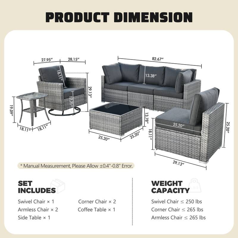 XIZZI 7-piece Patio Furniture Outdoor Sectional Set with Swivel Rocker