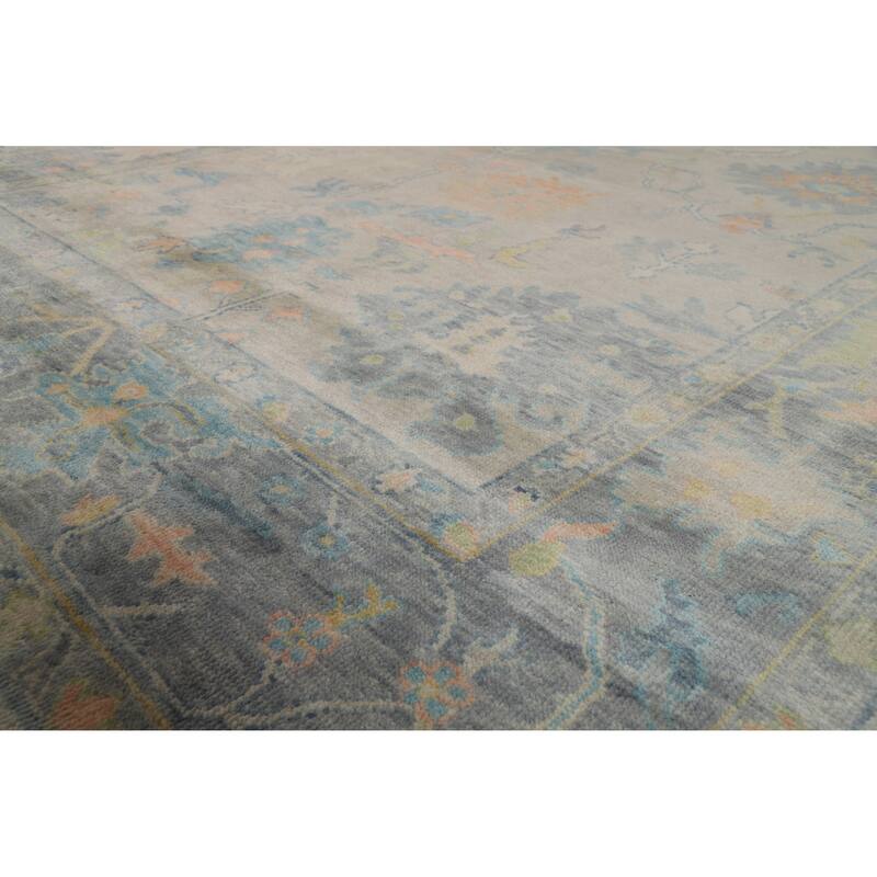 Oriental Beige Oushak Indian Area Rug Hand-Knotted Wool Carpet - 7'10" x 10'2"