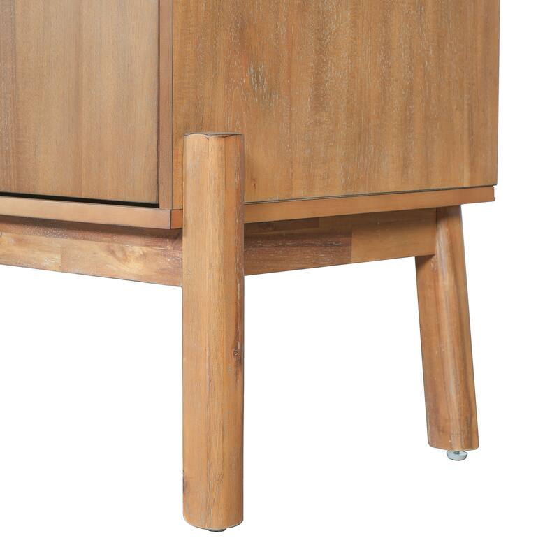 Retro Buffet Sideboard Cabinet with 4 Doors, 60" Wood Storage Cabinet with Shelf, Decorative Accent Credenza