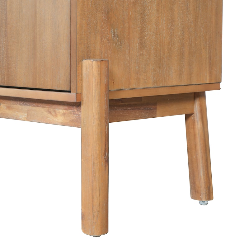 Vintage Sideboard Buffet Cabinet, 34.2" H 4-Door Storage Cabinet with Metal Handles, Brown Finish for Dining Room or Living Room