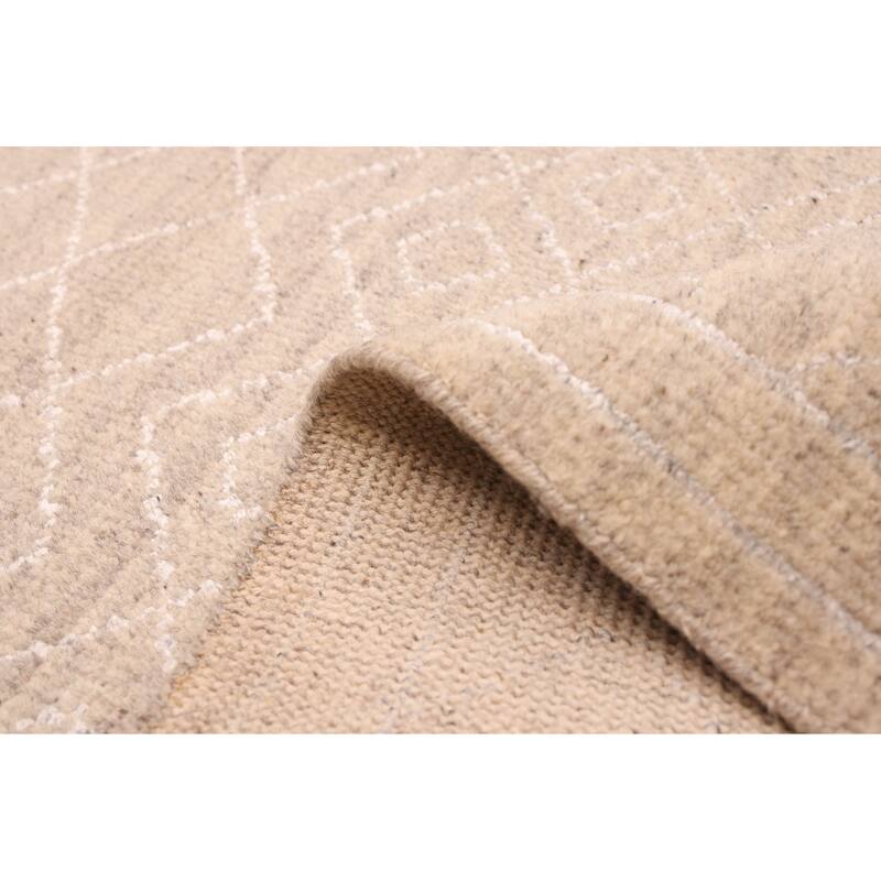 ECARPETGALLERY Hand-knotted Tangier Light Khaki Silk, Wool Rug - 5'0 x 7'9