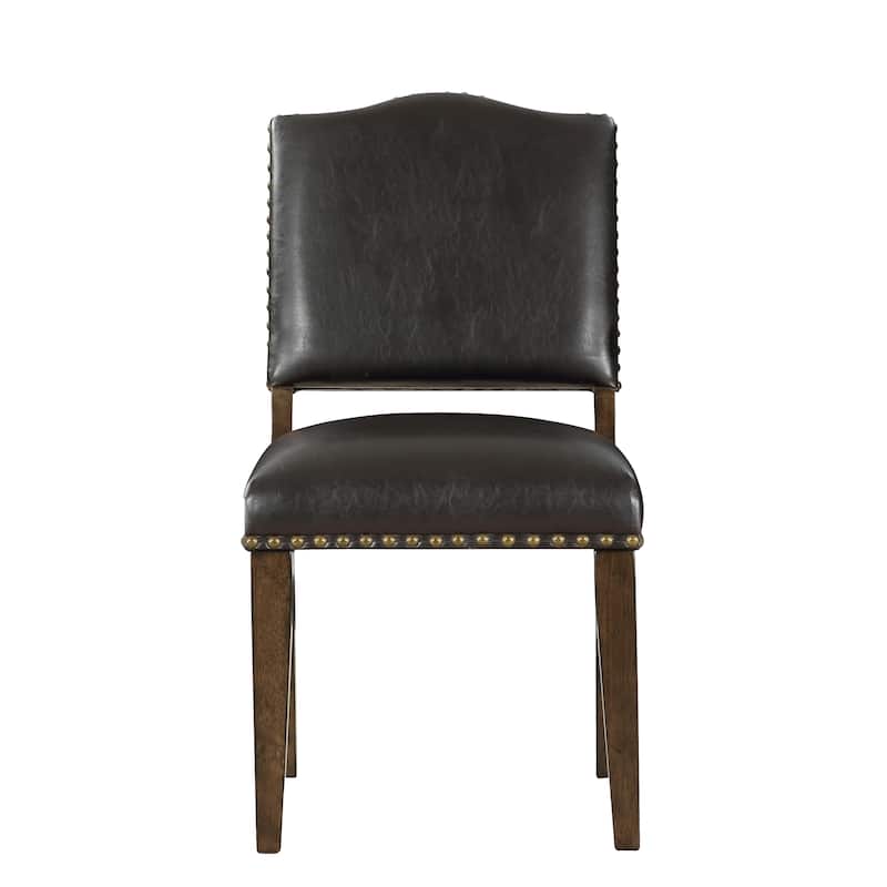 Faux Leather Dining Chair with Nail Heads - Set of 2