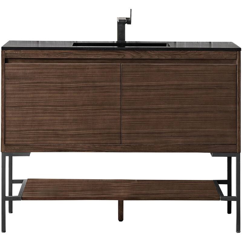 James Martin Vanities 805-V47.3-MB-CH Mantova 48" Single Basin Poplar - Mid-Century Walnut - Walnut Finish
