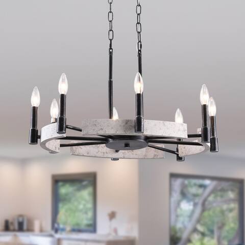 Cusp Barn Farmhouse Kitchen Island Lighting Fixture 8-Light Black and Chrome Finish Linear Pendant Chandelier