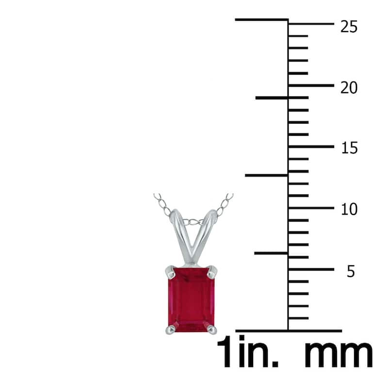 Marquee 14K White Gold 5x3MM Emerald Shaped Ruby Pendant