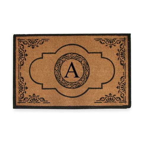 A1HC Natural Coir Hand-crafted Abrilina Monogrammed Double Doormat