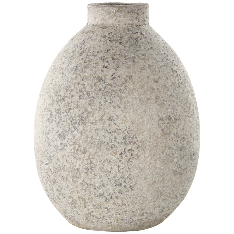 Ceramic Handmade Antique Style Textured Decorative Vase - Beige - Roche River Decor