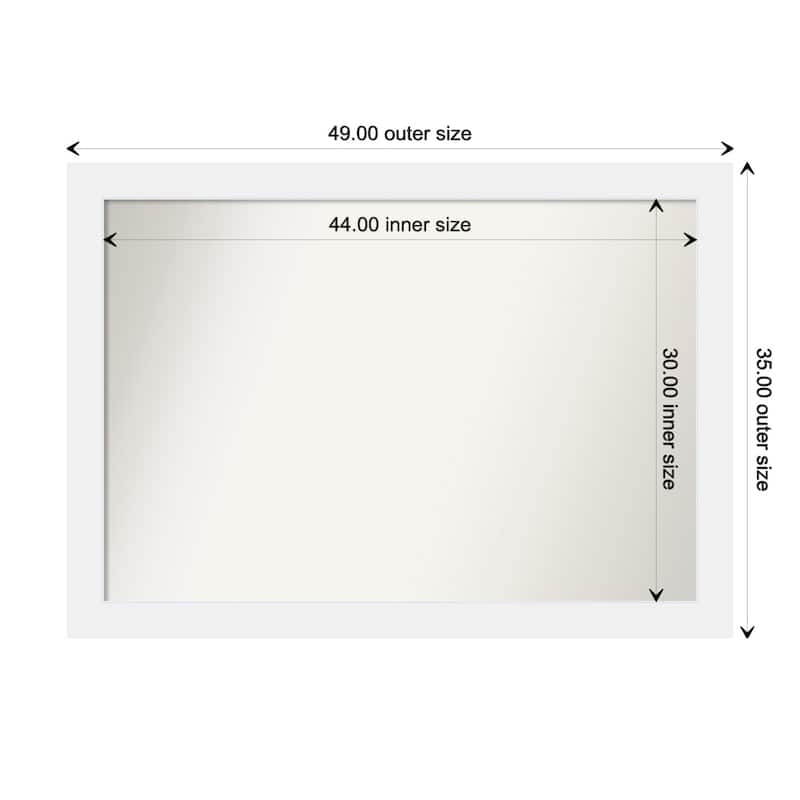 Corvino White Framed Non-Beveled Custom Wall Mirror, Bathroom Vanity Mirror - Outer Size: 49 x 35