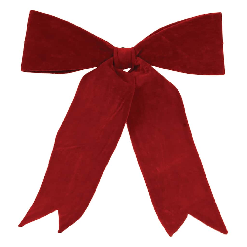 Wired Christmas Bow Decoration - 16.5" - Red - Set of 2